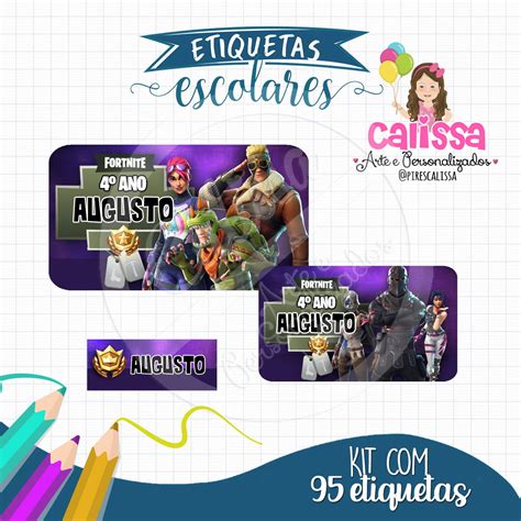 Kit Etiqueta Escolar Fortnite Frete Gr Tis Elo