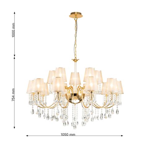 Двухъярусная люстра золотого цвета с хрустальным декором Dainty Light ...