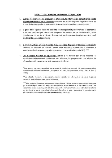 LEY Nº 31143 Principios economicos aplicados en la Ley de Usura Ley