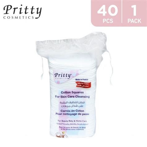 Buy Pritty Skin Cleansing Cotton Square Pads 40 Pads توصيل