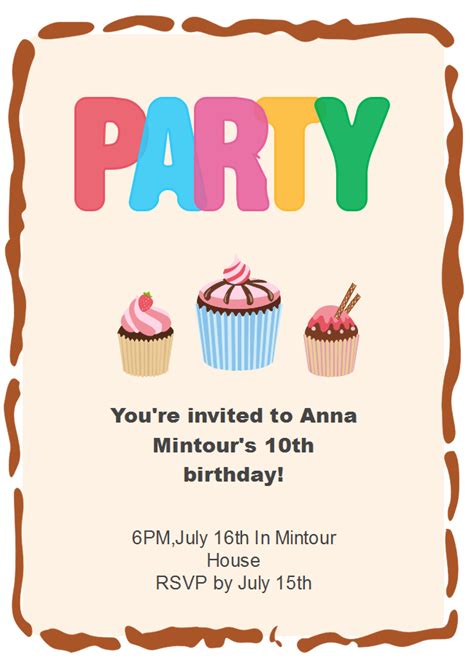 Free Cupcake Birthday Party Invitation Templates