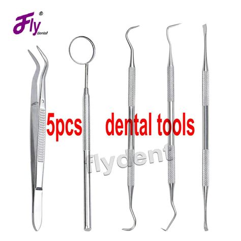 Oral Cavity Stainless Steel tools key 5Pcs/Set Stainless Steel Dental ...