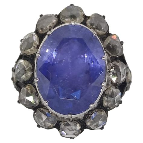 Carat Ceylon Blue Sapphire Art Deco Inspired Ring K White Gold