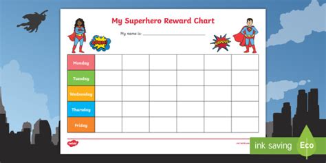 Superhero Themed My Reward Chart Pack Activity My Superhero Reward Chart