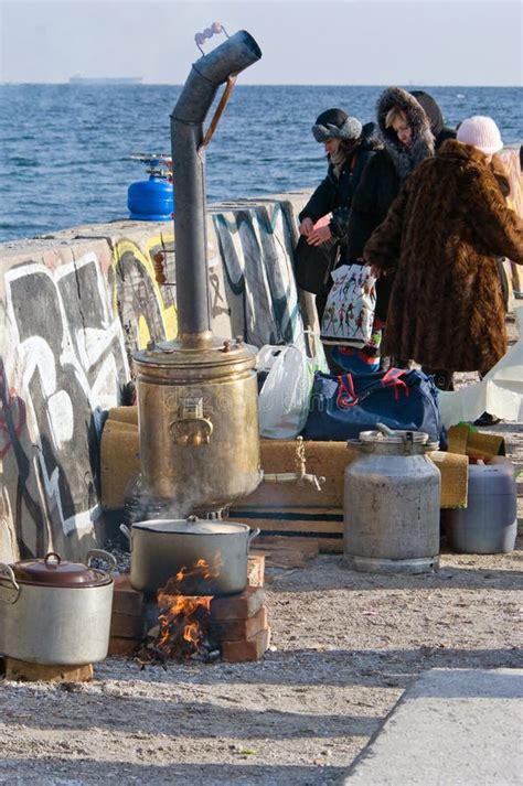 Peopls Swimming In Ice Cold Water Black Sea During Epiphany Holy