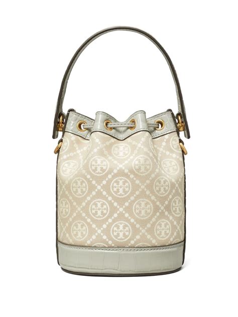 Tory Burch Mini T Monogram Bucket Bag In Neutrals Modesens