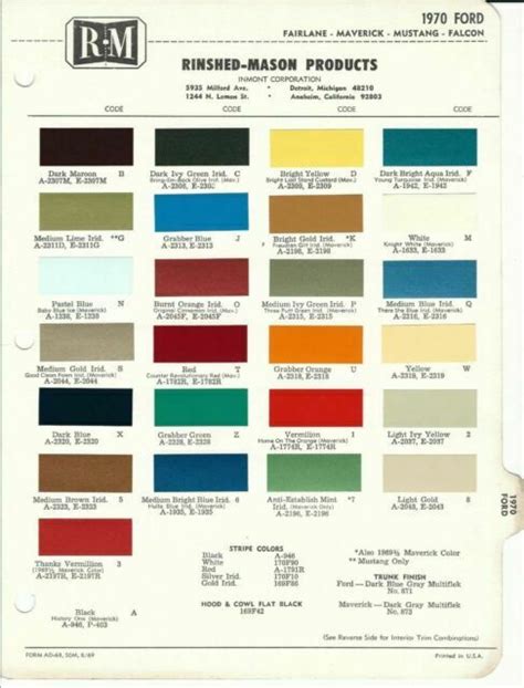 1969 Ford Mustang Paint Colors