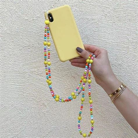 Kaufe Perlen Telefon Schmuck Handy Lanyard Langer Hals Kette Telefon