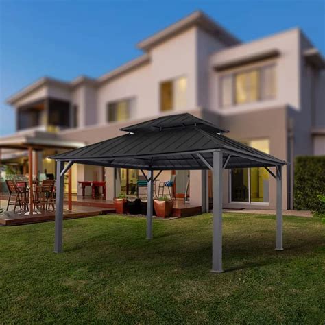 Buy 12 X 14 Gazebo Outdoor Double Roof Canopy Hardtop Gazebo With Durable Metal Frame