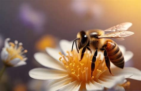 Premium Photo | Photo closeup shot of a bee sting on a yellow flower