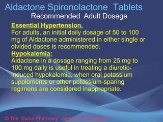 Aldactone Tablets for Hypertension & Oedematous Disorders | PPT