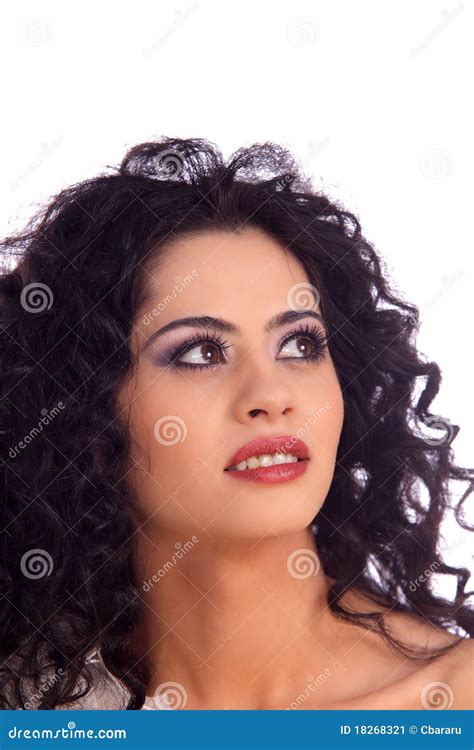 Beautiful Brunette Woman With Curly Hair Stock Image Image