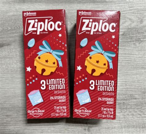 Ziploc Limited Edition Holiday Storage Bags Quart Seal Top Lot