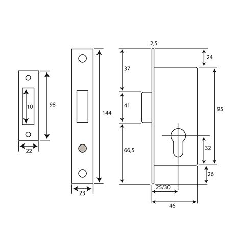 Cerradura Embutir L Inox Sin Cilindro Inther