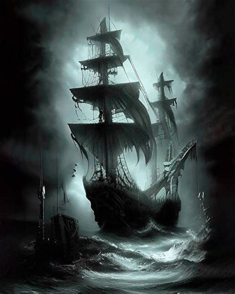 Piracy Digital Art Prints Pirate Ship Artwork Kraken Sea Ocean Water