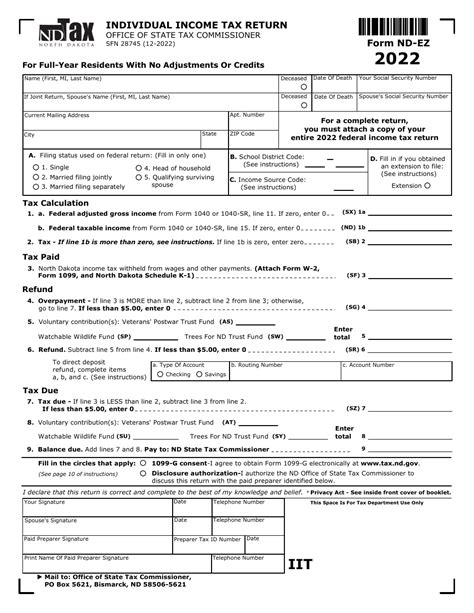 Form SFN28745 Schedule ND EZ 2022 Fill Out Sign Online And