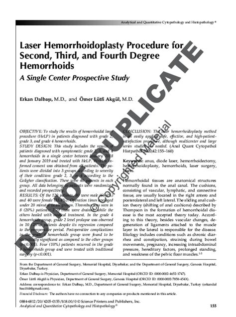 Pdf Laser Hemorrhoidoplasty Procedure For Second Third And Fourth