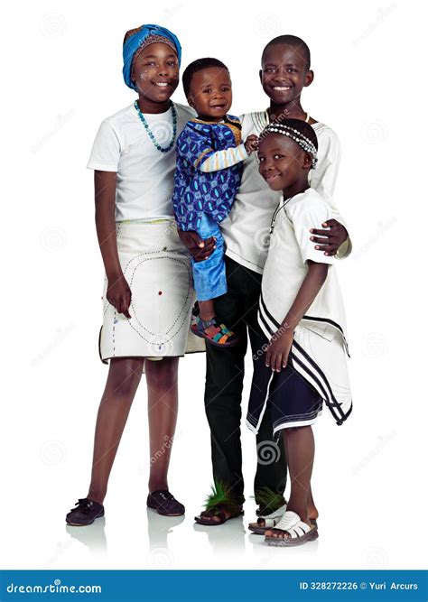 African Kids, Studio and Portrait with Culture in Fashion for Family ...