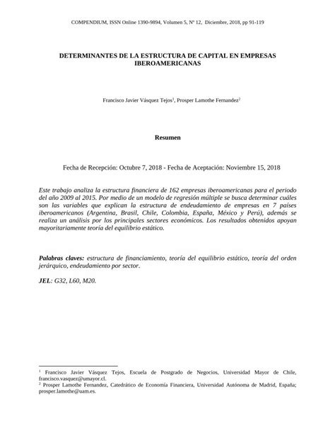 Pdf Determinantes De La Estructura De Capital En Pdfslide Net