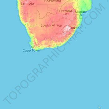 South Africa topographic map, elevation, terrain