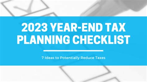 2023 Year End Tax Planning Checklist Kindness Financial Planning