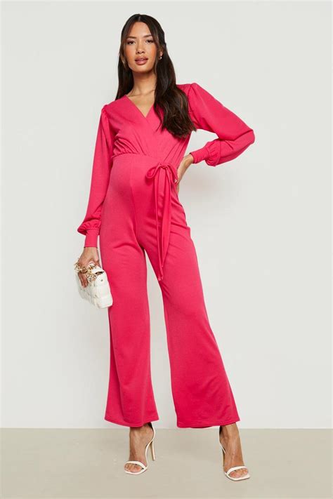 Maternity Wrap Wide Leg Jumpsuit Boohoo