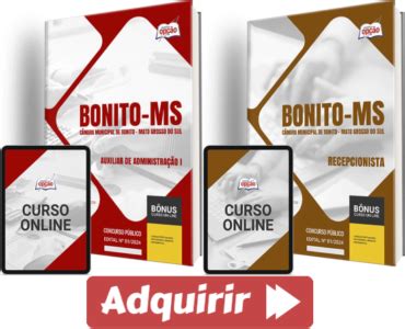 Apostilas 2024 Concurso Câmara Bonito MS Recepcionista e Auxiliar