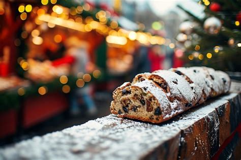 Premium AI Image | Traditional German Stollen at a Festive Christmas Market