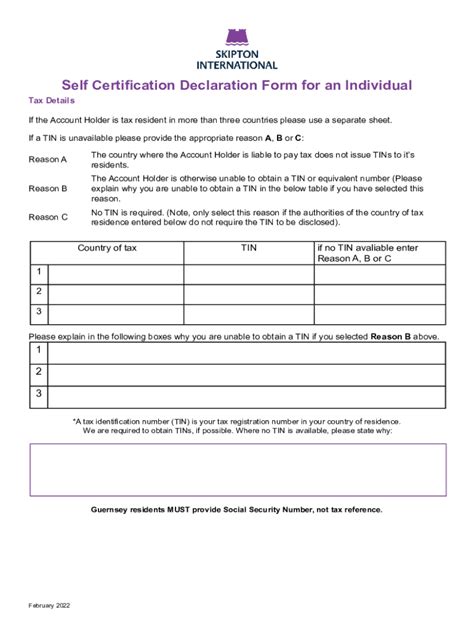 Self Certification Declaration Form For An Individ Fill Out And Sign