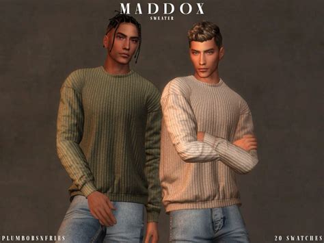 Plumbobs N Fries MADDOX Sweater Sims 4 Clothing Sims 4 Teen Sims