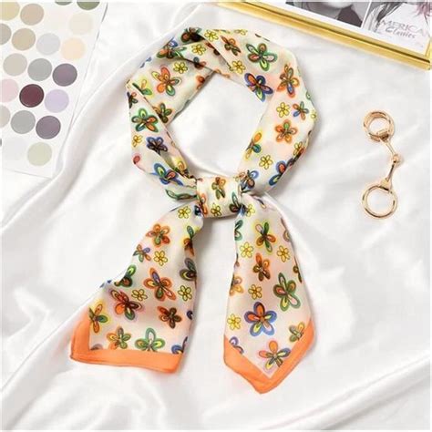 70 70 Cm De Fleurs Colorées Imprime Foulard Carré Femmes Bandana