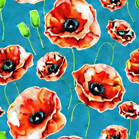 Poppy Flower Seamless Pattern · Creative Fabrica