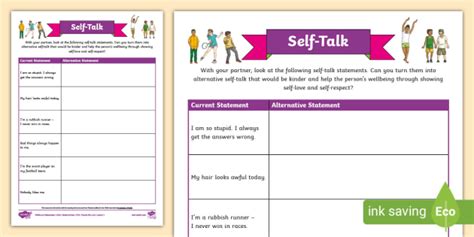 Positive Thinking Self Talk Activity Sheet Teacher Made