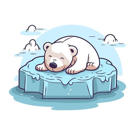 Un Ours Polaire Mignon Qui Dort Sur Un Bloc De Glace Illustration