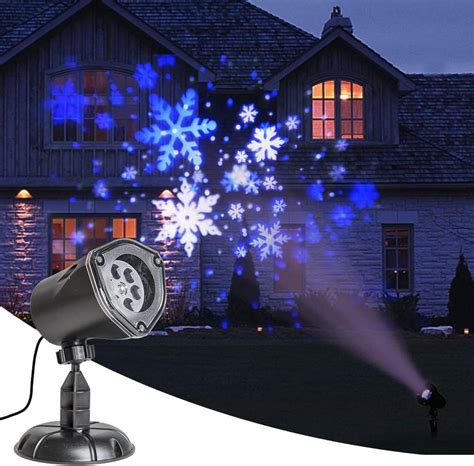 Eambrite Snowflake Projector Light Led White Blue Rotating Snowfall