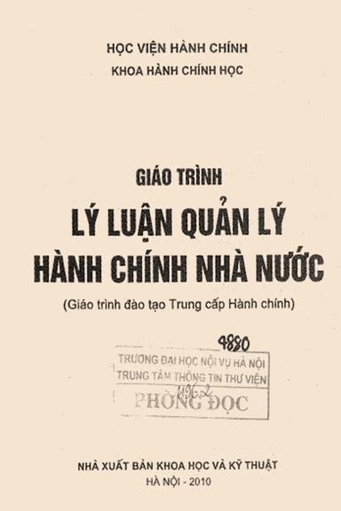 Giáo Trình Lý Luận Quản Lý Hành Chính Nhà Nước Nxb Khoa Học Kỹ Thuật