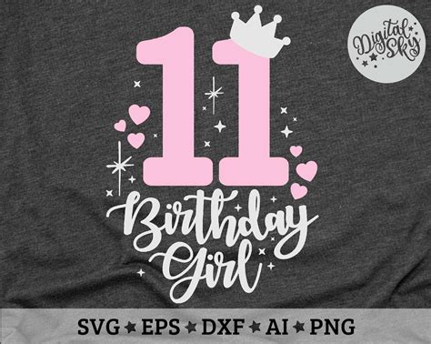 11 Birthday Svg 11th Birthday Girl Svg Crown Number Svg Etsy