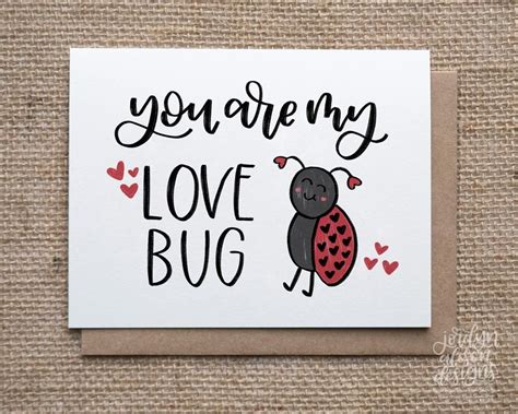 You Are My Love Bug Hand Drawn And Hand Lettered Greeting Card By Jordyn Alison Designs Pe