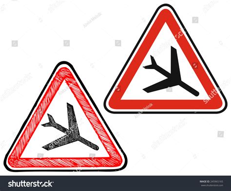 Road Sign Low Flying Aircraft Warning Stock Vector Royalty Free