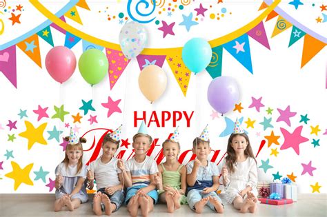 Colorful Banners Stars Custom Birthday Backdrop RR5-49 – Dbackdrop