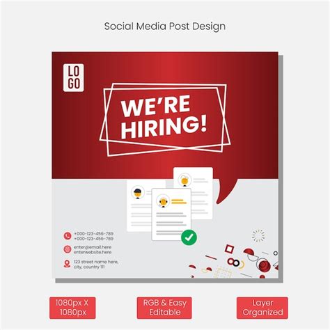 Premium Vector We Are Hiring Job Vacancy Facebook Or Instagram Or