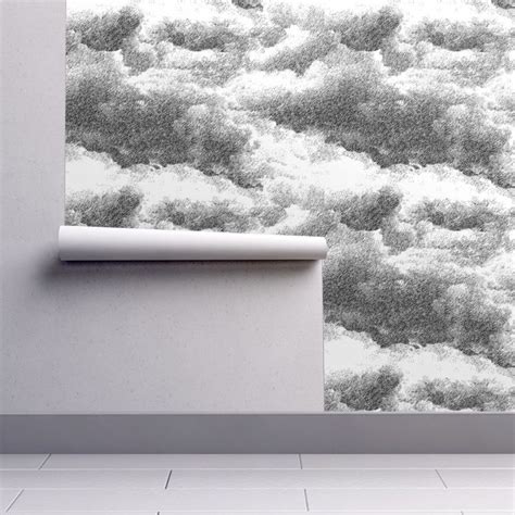 Clouds wallpaper black and white Wallpaper | Spoonflower | Cloud ...