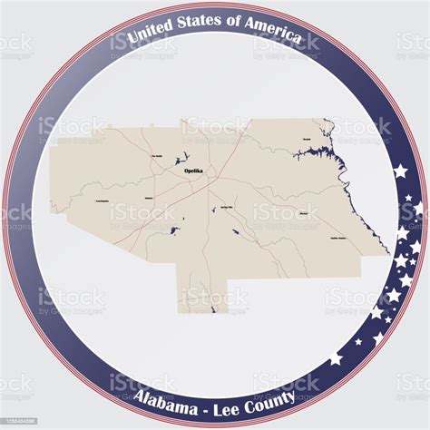 Map Of Lee County In Alabama Stock Illustration Download Image Now Blue Cartography Circle