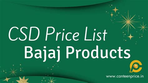 CSD Canteen Bajaj Products Price List 2025 CanteenPrice