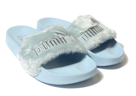 PUMA Fenty Fur Slides in Blue - Lyst