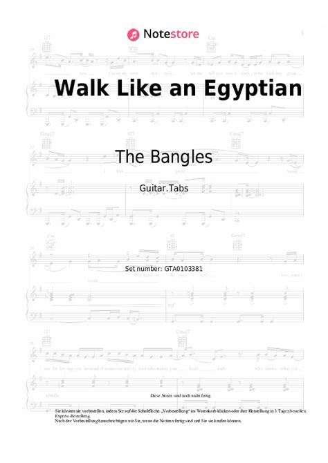 Walk Like An Egyptian The Bangles Chords Tabs Gitarre Note Store De