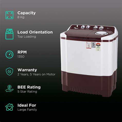 Buy Lg 8 Kg 5 Star Semi Automatic Washing Machine With Lint Filter P8030sraz Abgqeil Burgundy