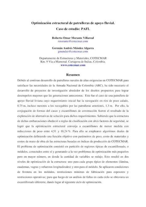 Pdf Optimizaci N Estructural De Patrulleras De Apoyo Fluvial