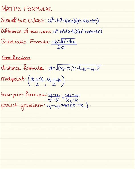 2unit Maths Hsc Formulas Mathematics Advanced Year 12 Hsc Thinkswap