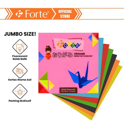 Promo Forte Origami Kertas Lipat Warna 2 Sisi 20 X 20 Cm 25 Lembar